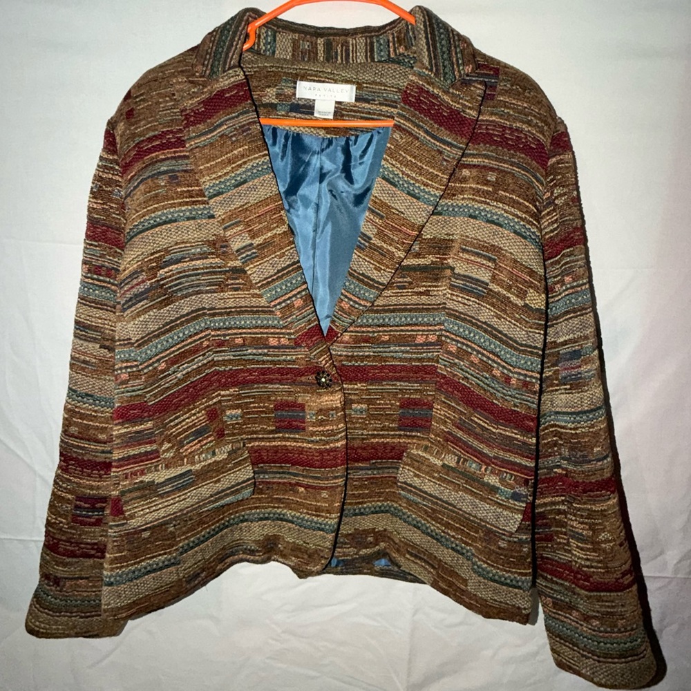 Lafayette 148 Multicolor Striped Knit Jacket - Brown/Multi